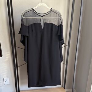 Pamella Roland Black Dress with Sheer Overlay